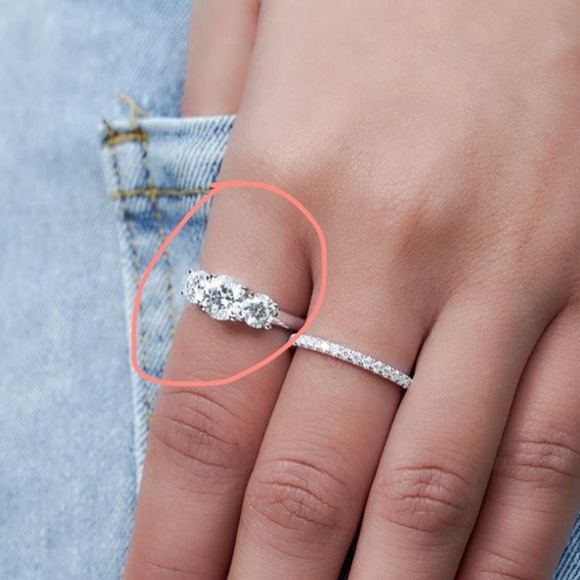 Moissanite Sterling Ring Triple 3 Stone 5 TOTAL CTW 2 CT center stone sz US 8.5 - Picture 14 of 17